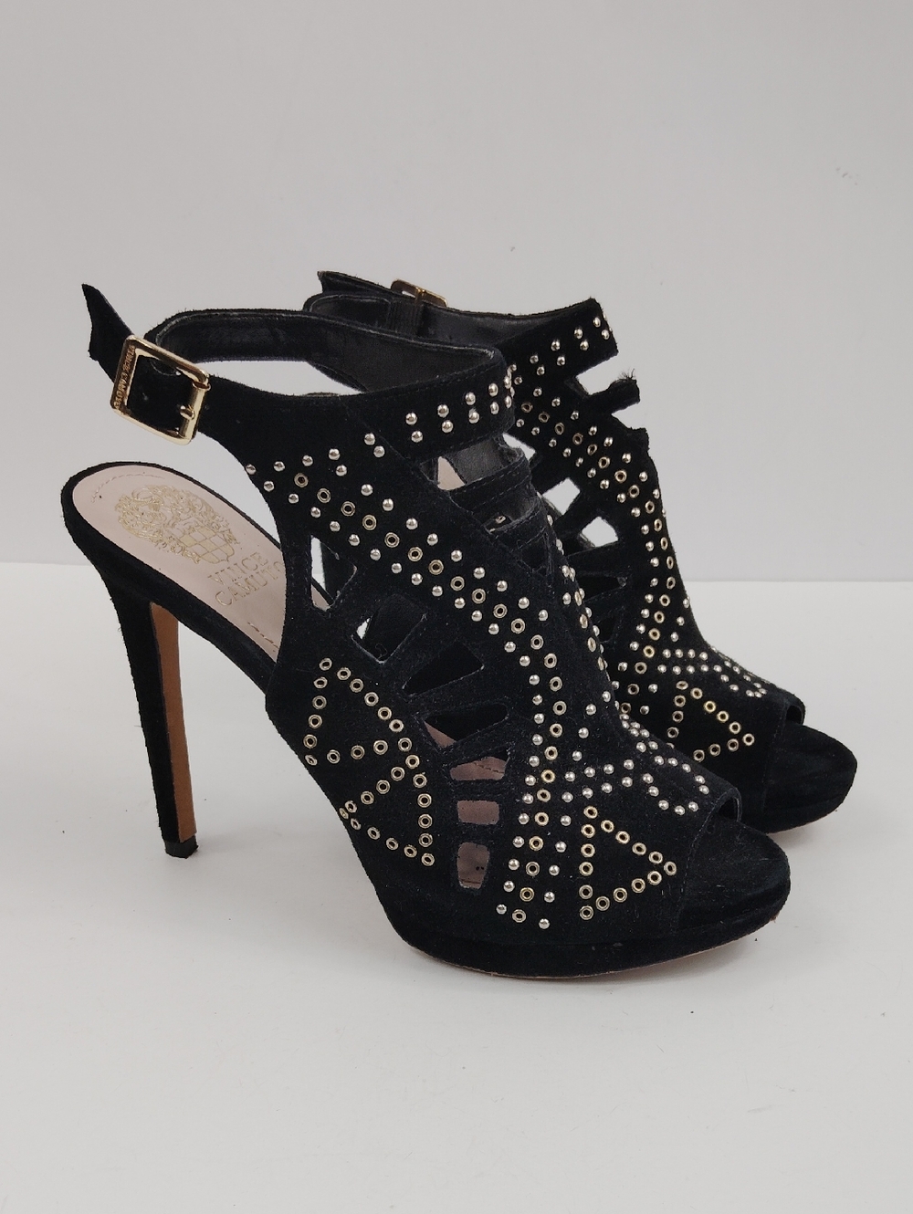 Vince Camuto Cassi Suede Studded Slingback Heels